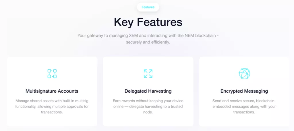 NEM features and assets offered
