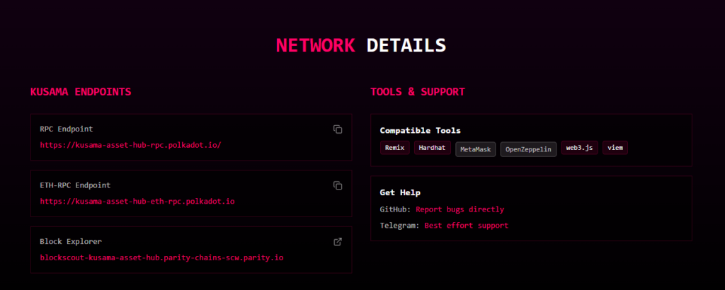 Network Details &ndash; Key Points
