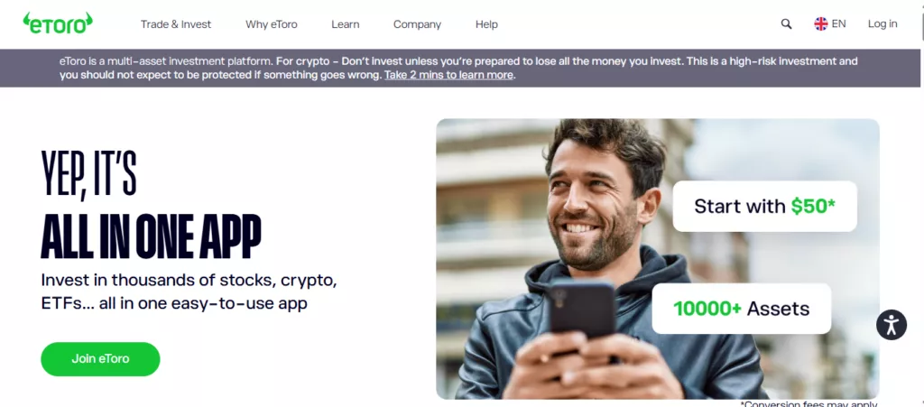 etoro Main page