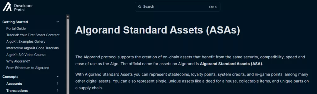 Algorand Standard Assets (ASA) Algorand Standard Assets (ASA)