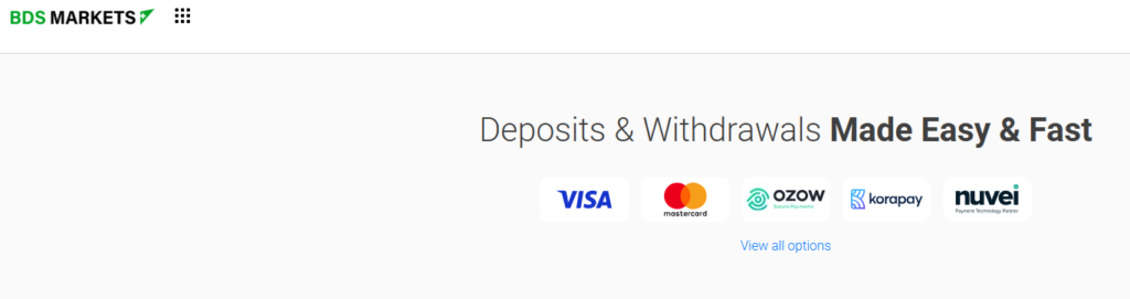 BDSwiss Market Deposits and Withdrawals