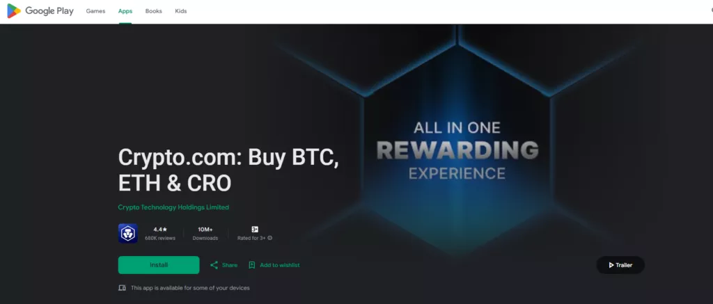 Crypto.com mobile app