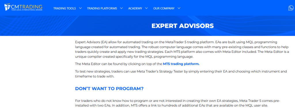 Expert Advisors (EAs)