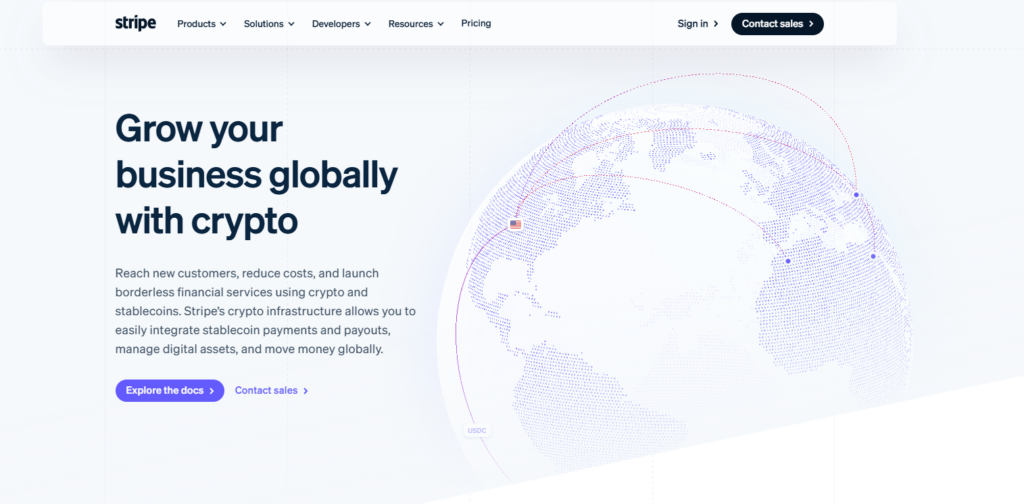 Stripe (crypto‑enabled)