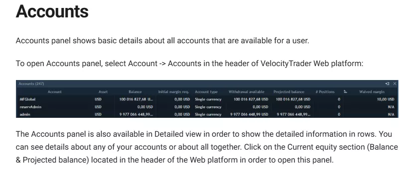 Velocity Trade Account Types