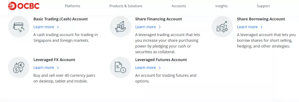 OCBC Securities Accounts types
