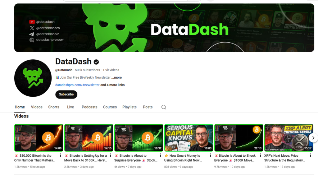 DataDash Crypto YouTube Channels