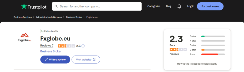 FXGlobe trustpilot