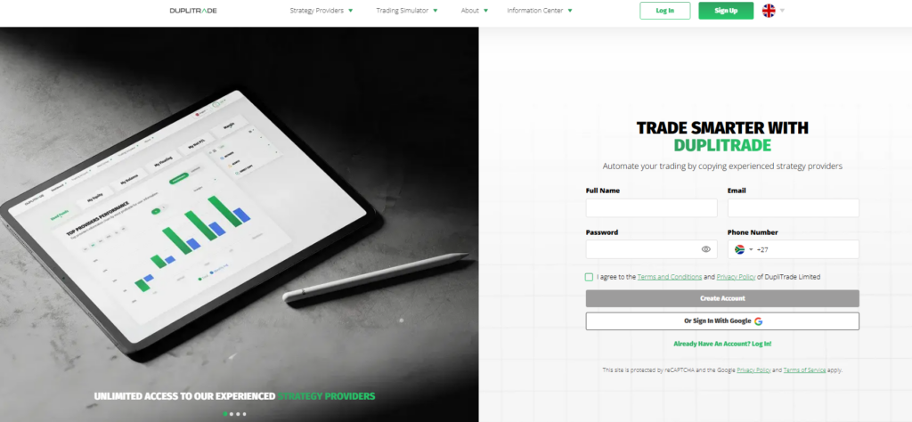 How to open an Account with DupliTrade