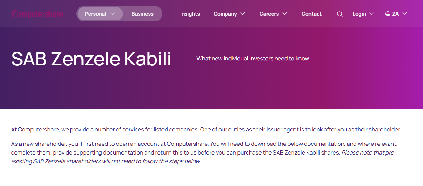 SAB Zenele - Computashare Platform