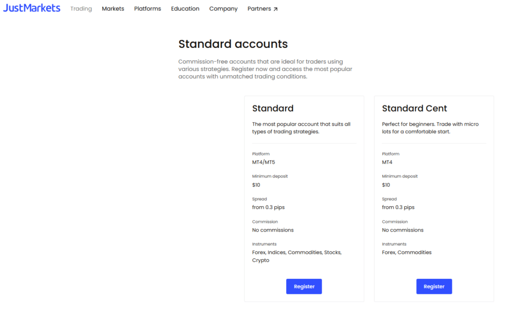 Standard Cent Account and Standard Account