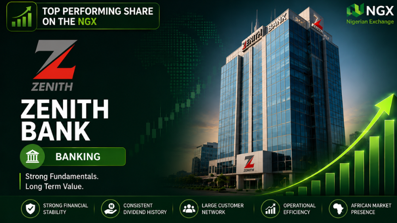 Zenith Bank Best Performing Shares on the NGX Banner