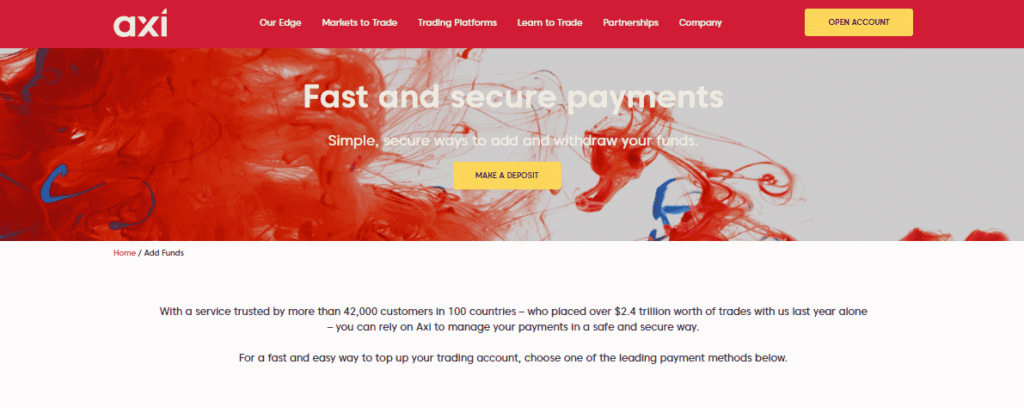 Axi Deposit and withdrawal