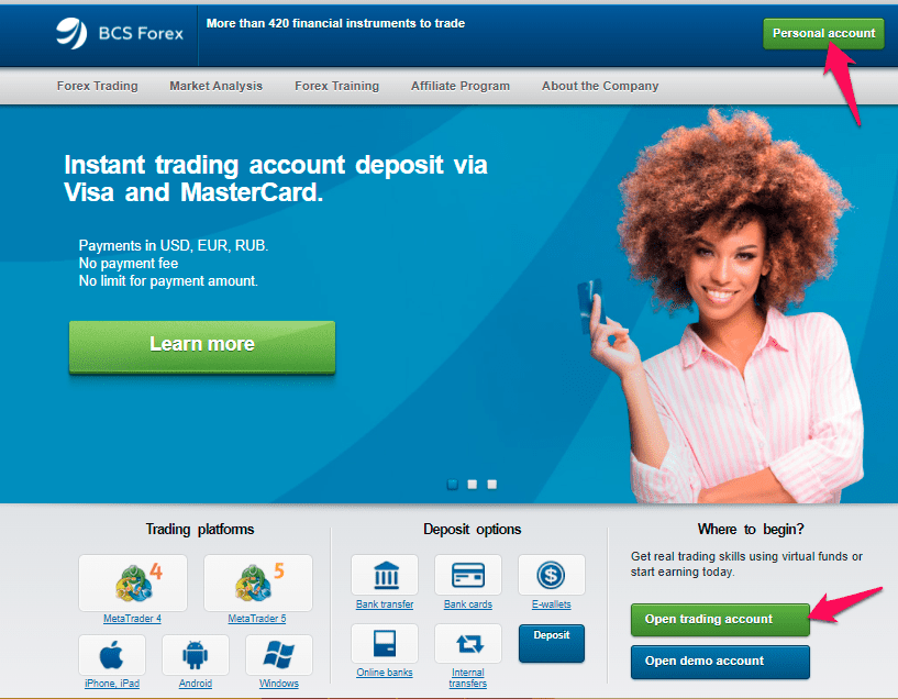 BCS Forex - Opening an account