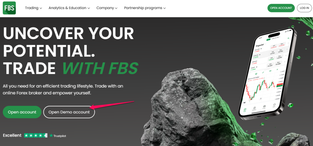How to set up an FBS Demo Account – Step 1
