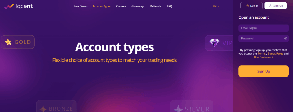IQCent trading accounts 