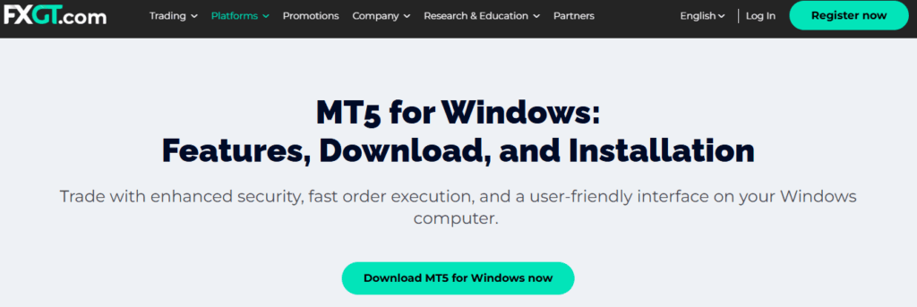 FXGT Review MetaTrader 5 (MT5)