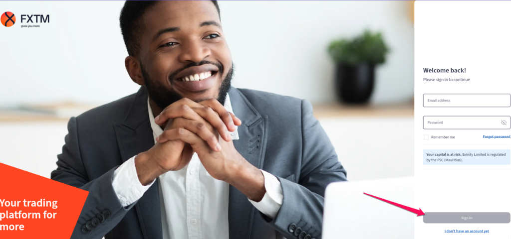 How to make a FXTM Minimum Deposit step 1