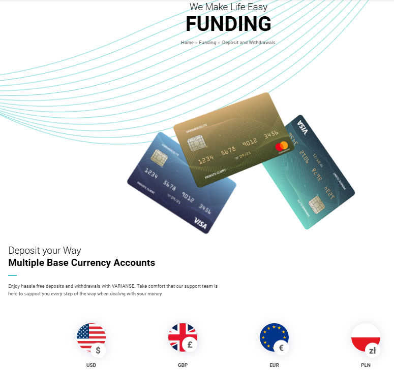 Varianse Deposit and Withdrawal