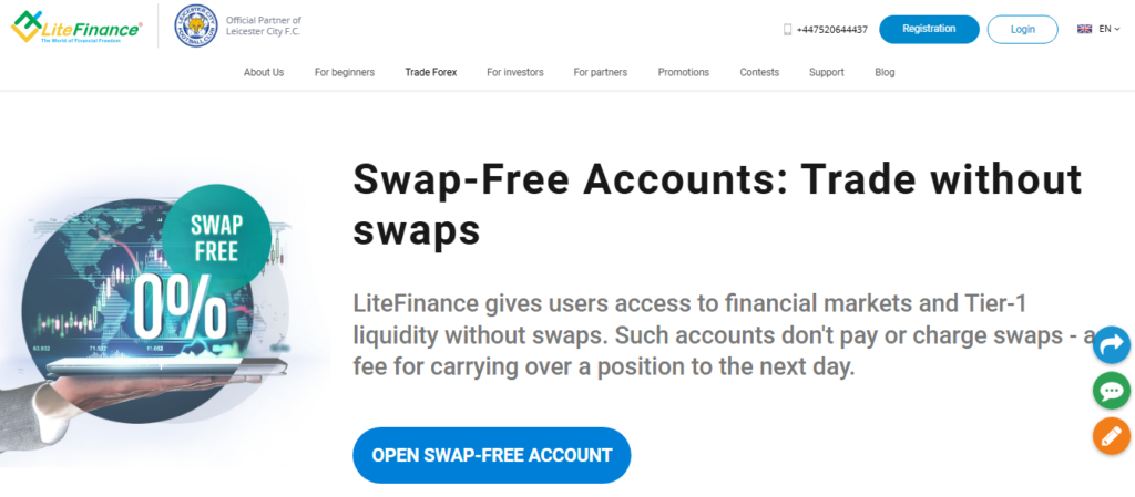 Litefinance swap free account