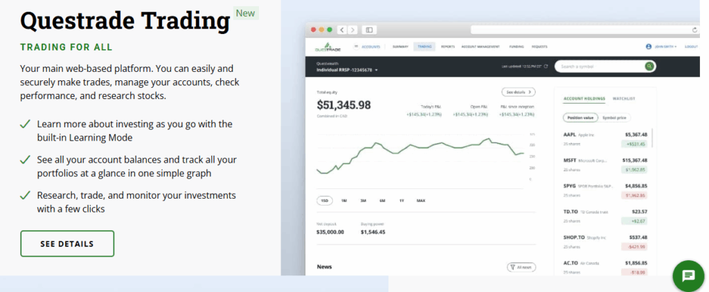 Questrade Trading (Web Platform)