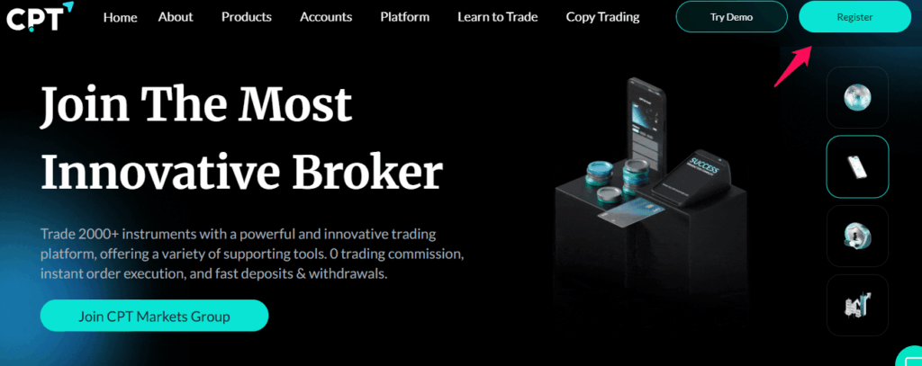 Step 1: Visit the CPT Markets Website