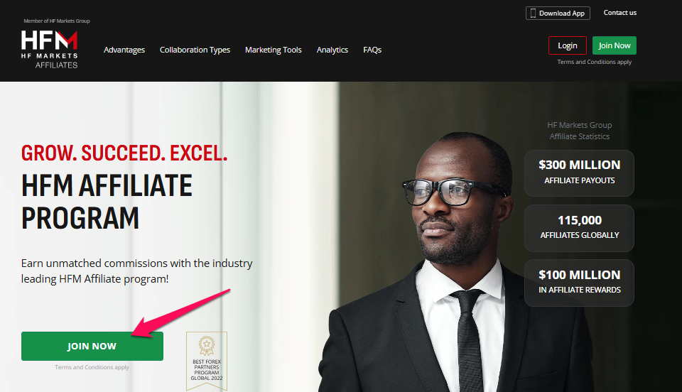 How to open an Affiliate Account with HFM step 2