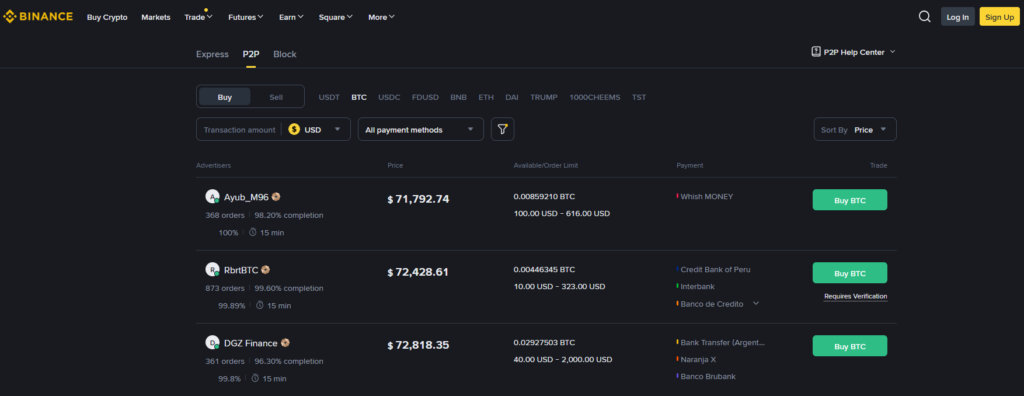 Binance P2P