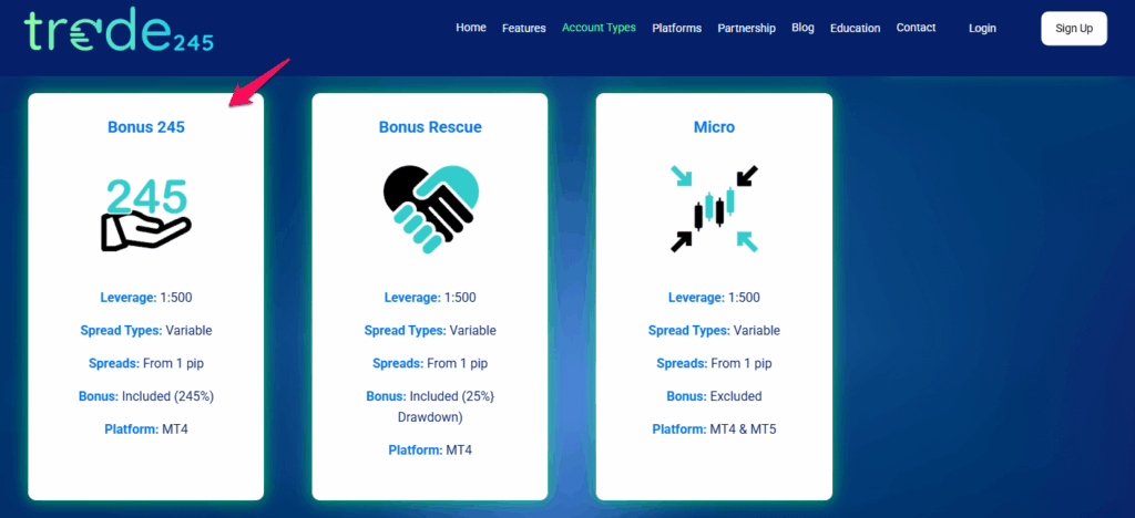 Bonus 245 Account