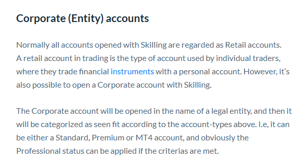 Corporate (Entity) Account