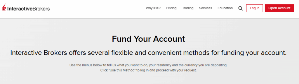 Interactive Brokers Deposit Options and Withdrawal Types