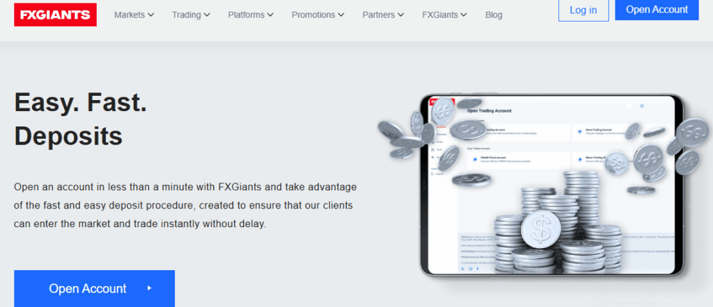FXGiants Deposit and withdrawal