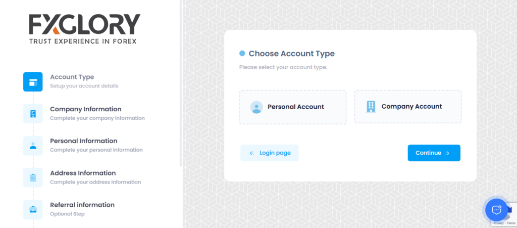 FXGlory Steps on How to Open an Account 
