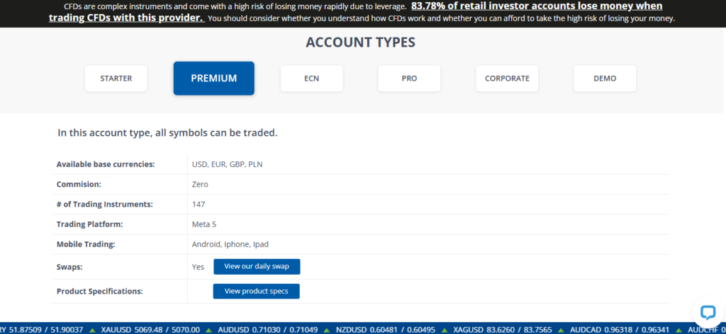 PREMIUM – Larger instruments list and tighter spreads
